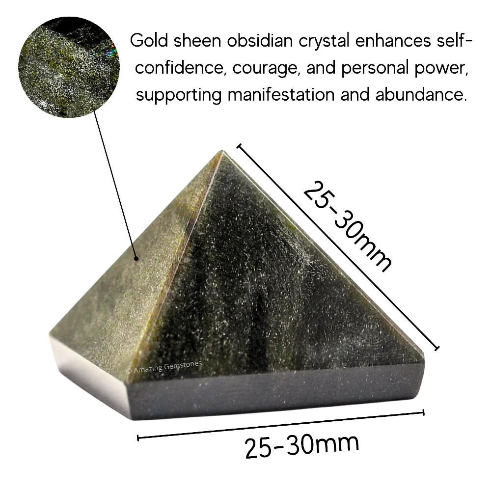 Gold Sheen Obsidian Pyramid (1 Inch)