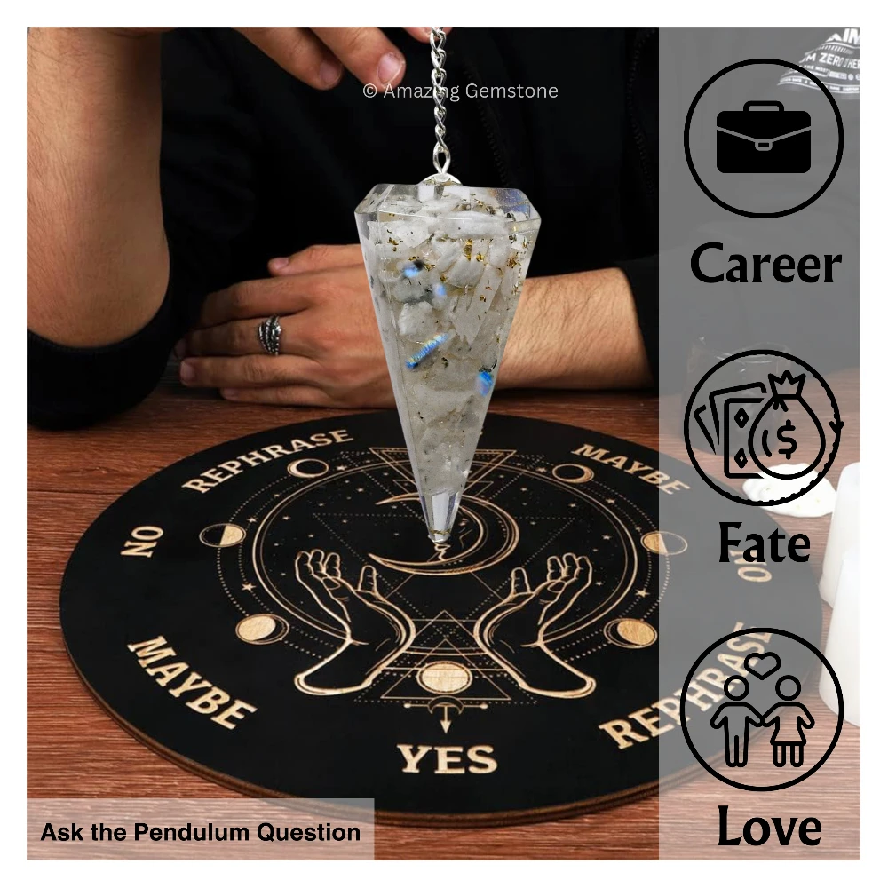 Rainbow Moonstone Orgone Pendulum
