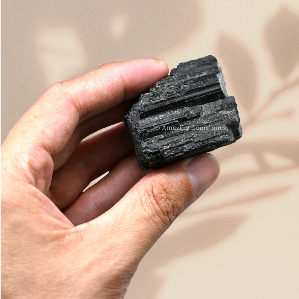Black Tourmaline Rough Raw Crystal (Half LB Medium)