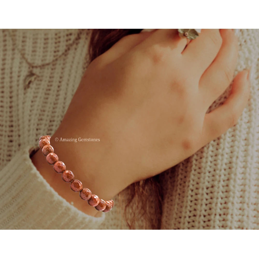Red Goldstone Bracelet (Faceted) (Stretchable)