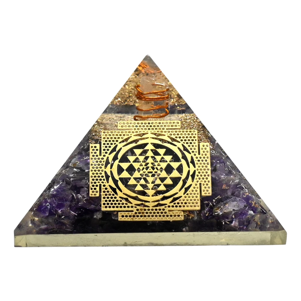 Amethyst Orgone Pyramid - Big Sri Yantra
