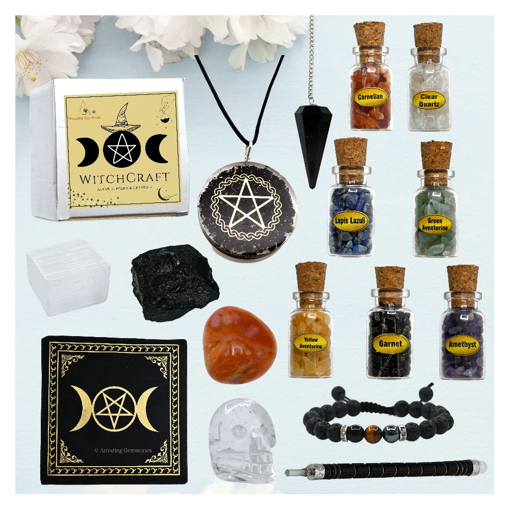 Spell Jars Kit for Witchcraft Supplies  - Premium Set of 17