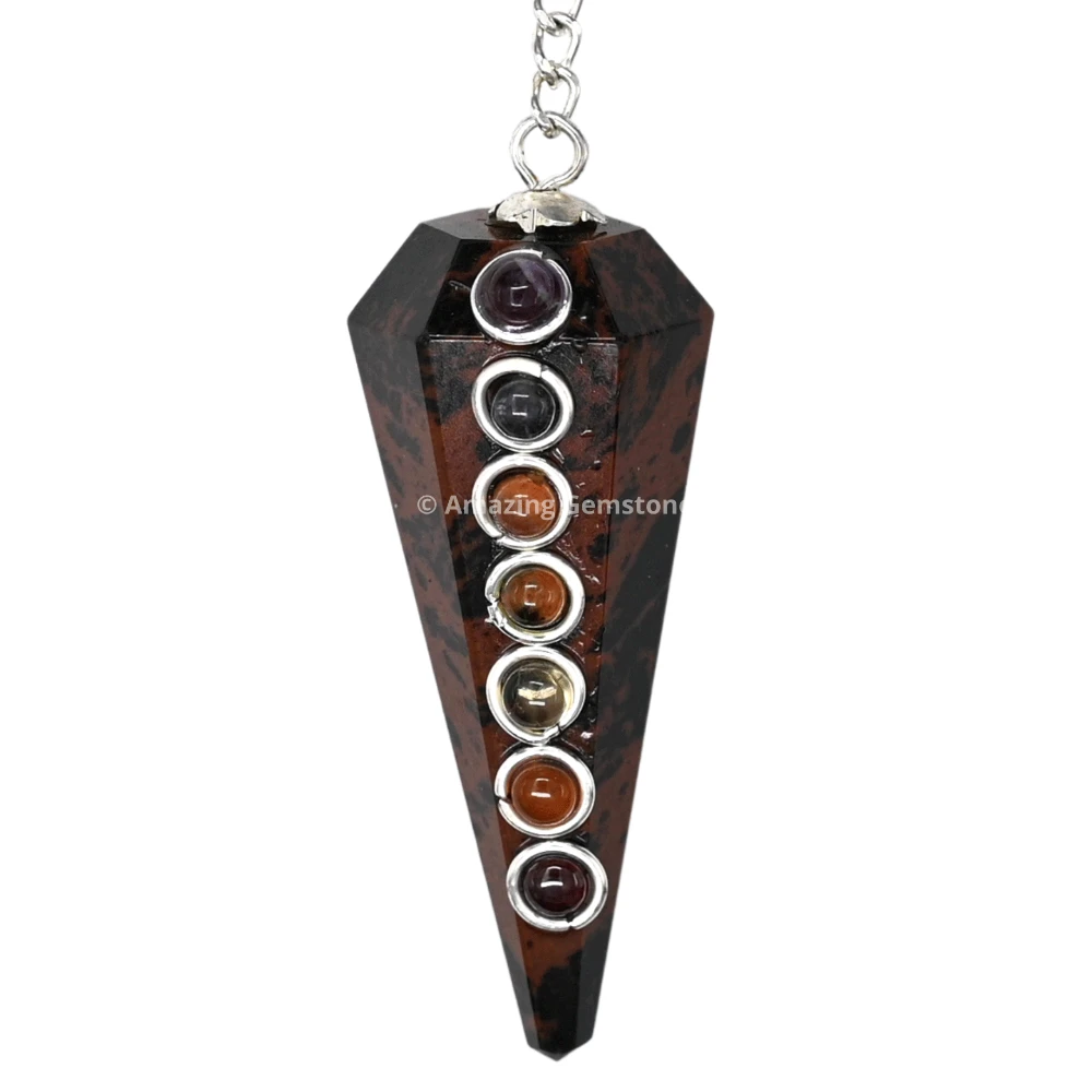 Mahogany Obsidian Chakra Crystal Pendulum