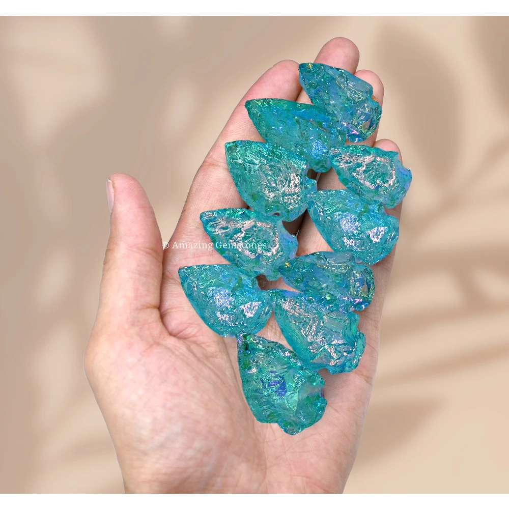 Aqua Aura Quartz Crystal Arrowhead - 1" to 1.5" (3 Pieces)