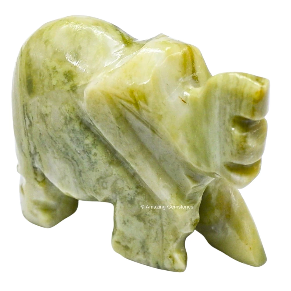 Serpentine Mini Elephant Crystal Figurine