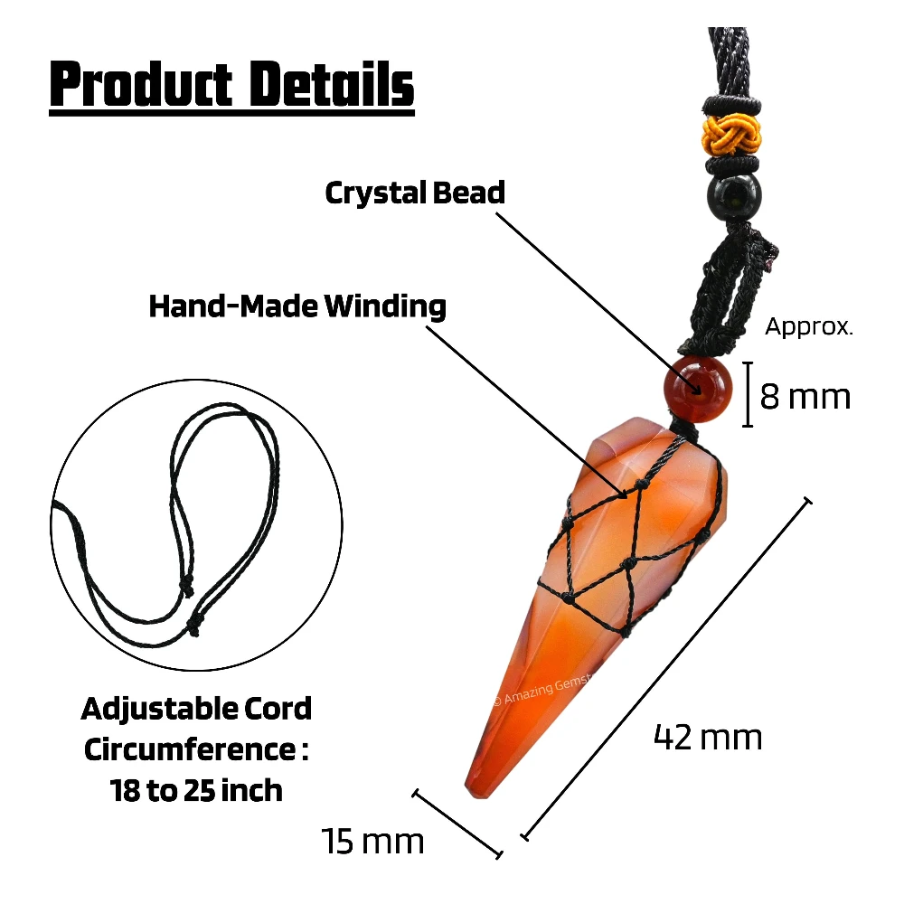 Carnelian Pendulum Pendant Necklace (Macrame)