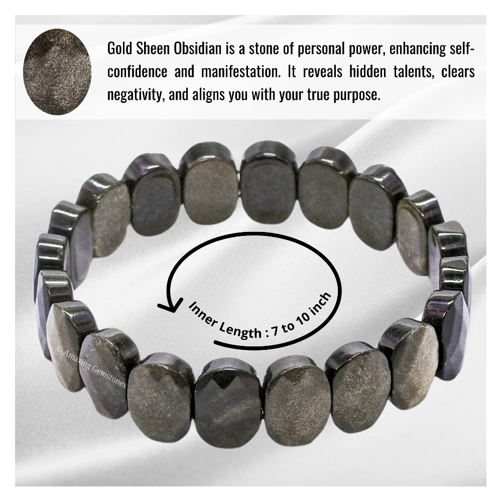 Golden Sheen Obsidian Faceted Bracelet - Oval Stone