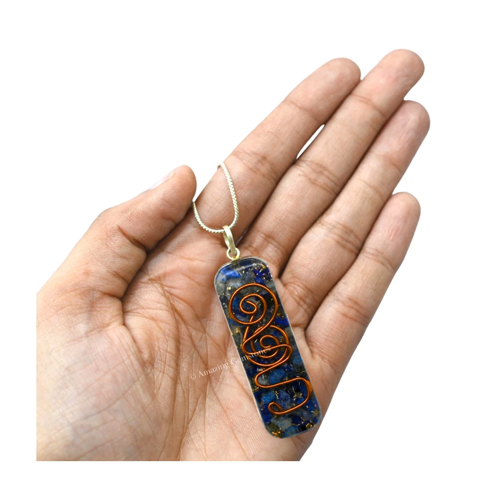 Lapis Lazuli Crystal Orgone Pendant - Rectangle