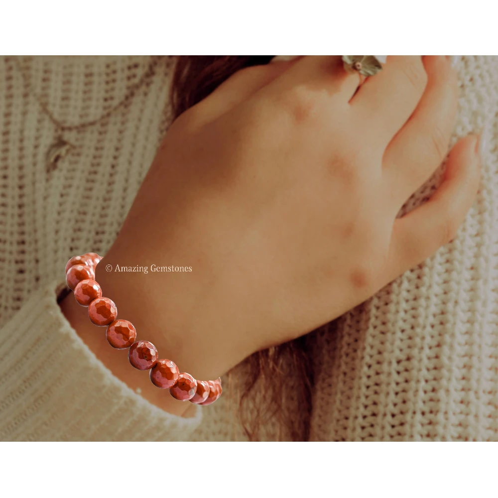 Red Jasper Bracelet (Faceted) (Stretchable)
