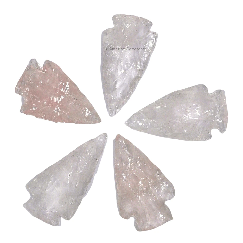 Rose Quartz Crystal Arrowhead - 1" to 1.5" (5 Pieces)