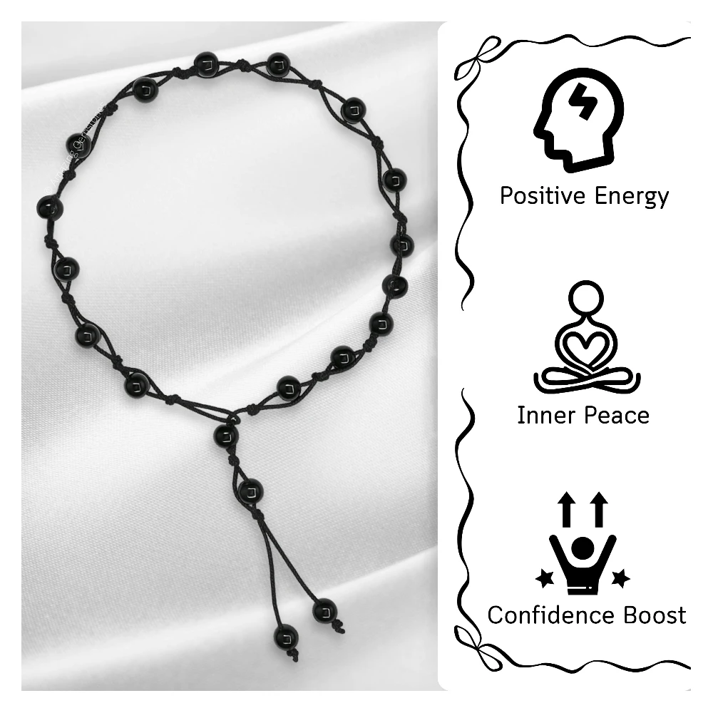 Black Obsidian Anklet (Hand Knotted)