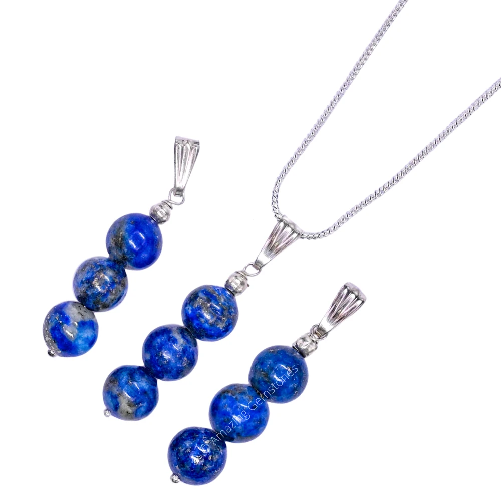 Lapis Lazuli Bead Pendant (Silver)