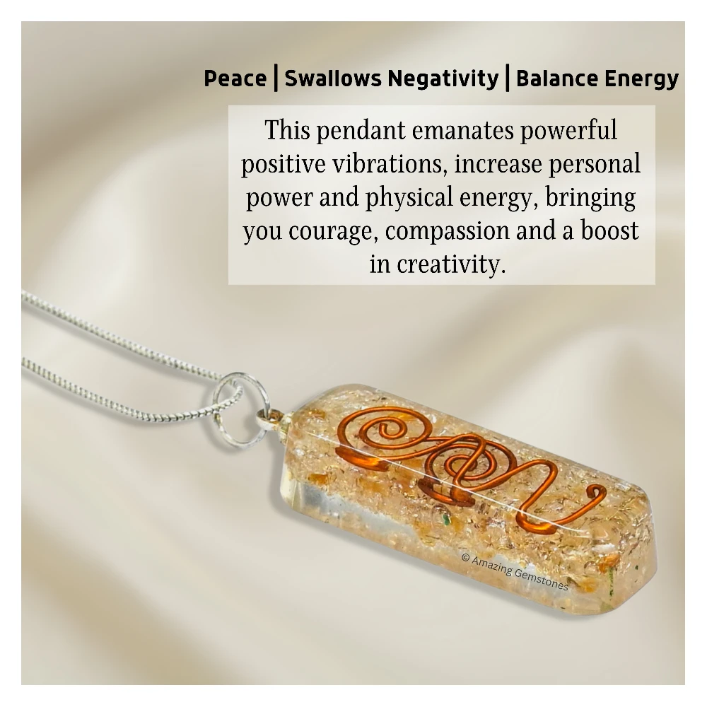 Citrine Crystal Orgone Pendant - Rectangle