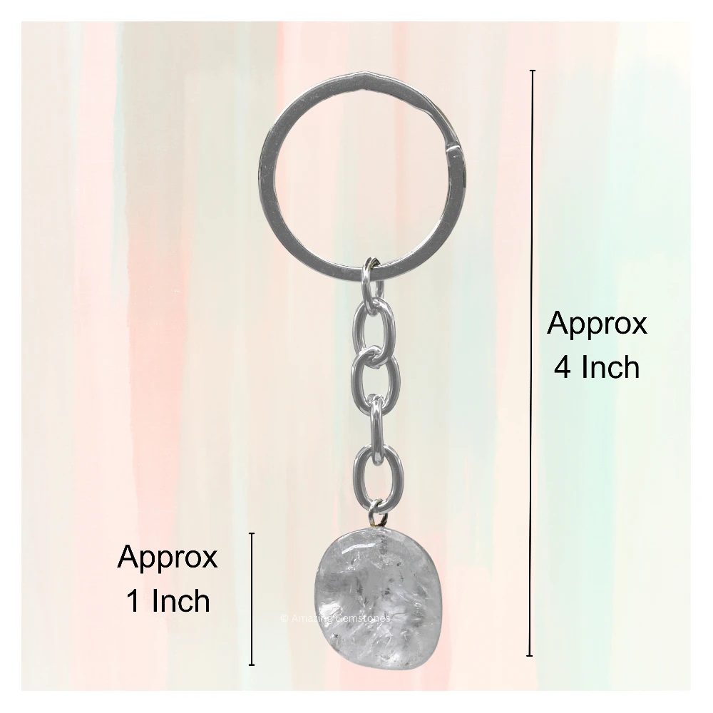 Clear Quartz Keychain Keys Holder (A Grade Tumble)