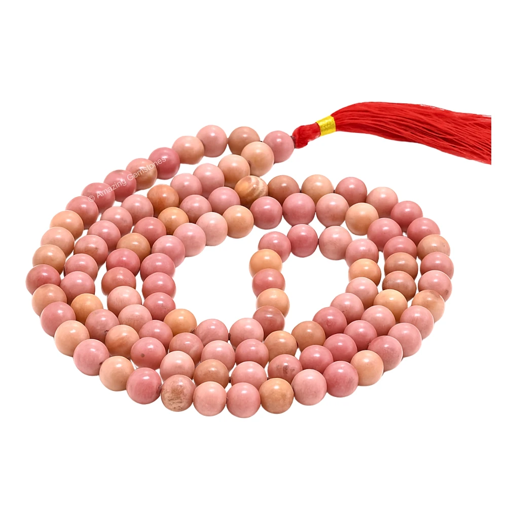 Pink Rhodonite Mala (Without Knot)