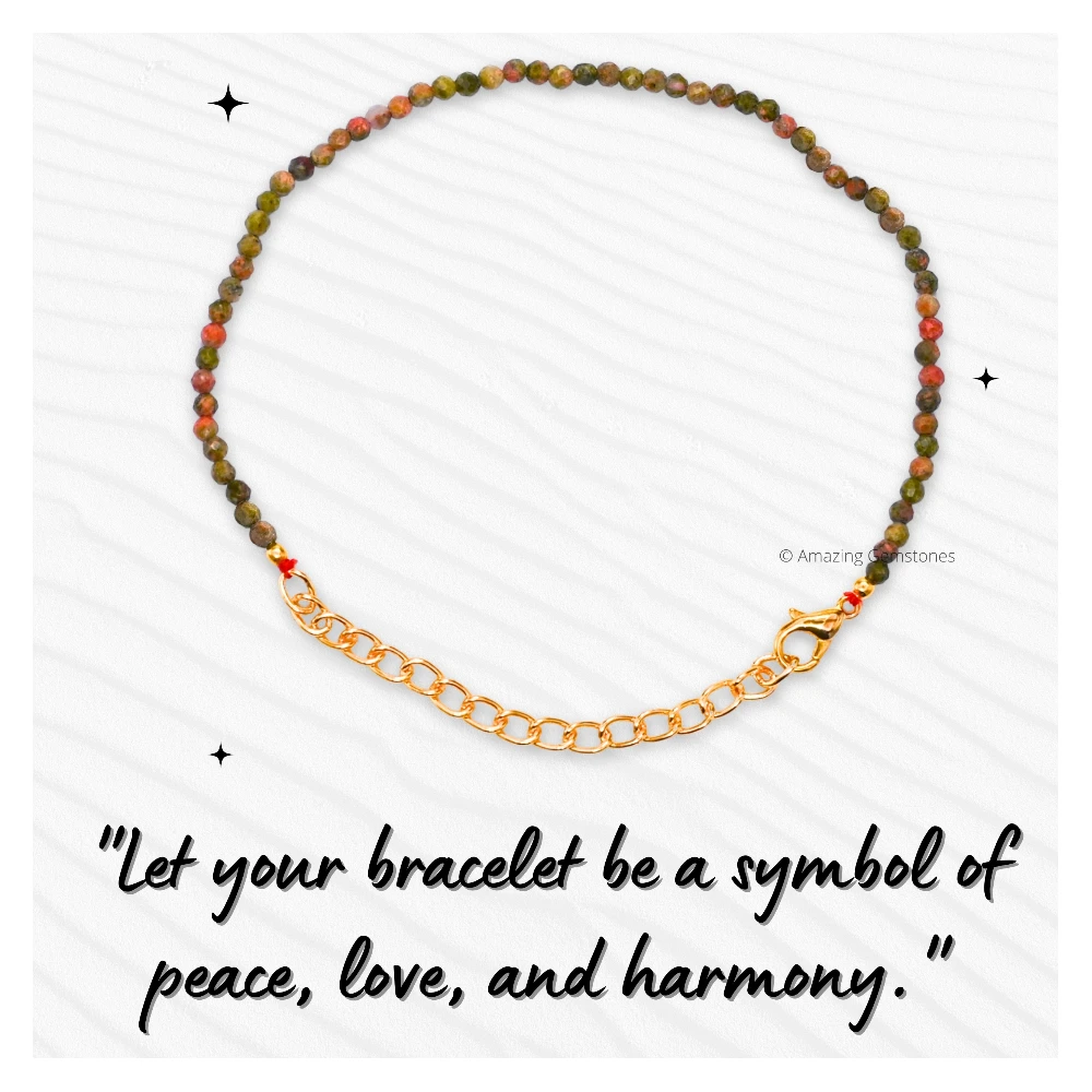 Unakite Crystal Bracelet - 2mm Faceted Bead (Gold)