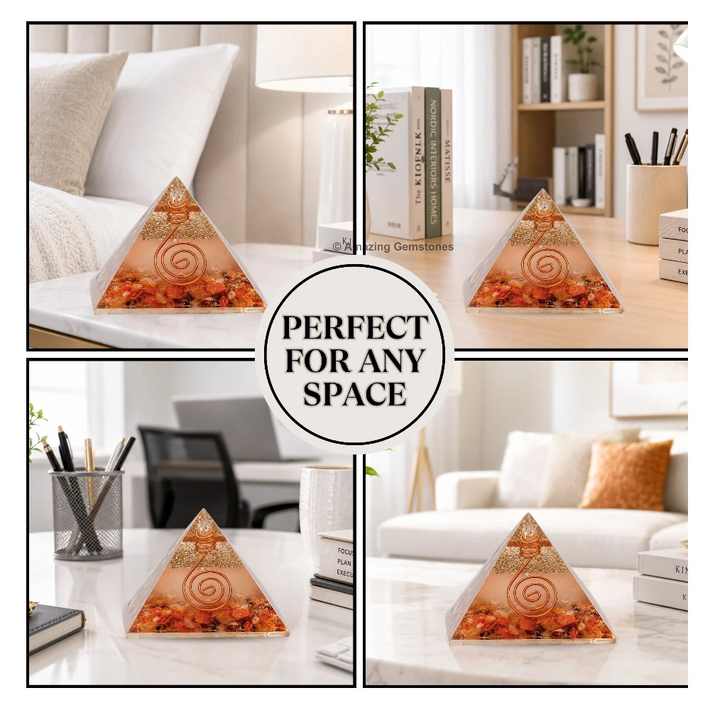Carnelian Orgone Pyramid - Glow in Dark