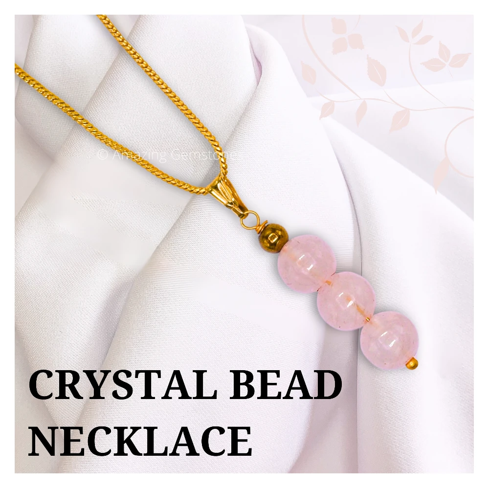 Rose Quartz Bead Pendant (Gold)