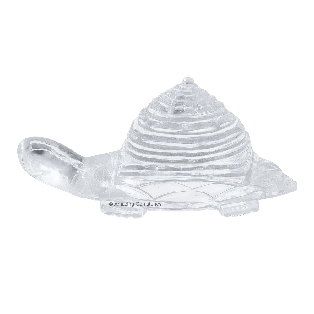 Clear Quartz Shree Yantra with Tortoise (30-50 Gram)