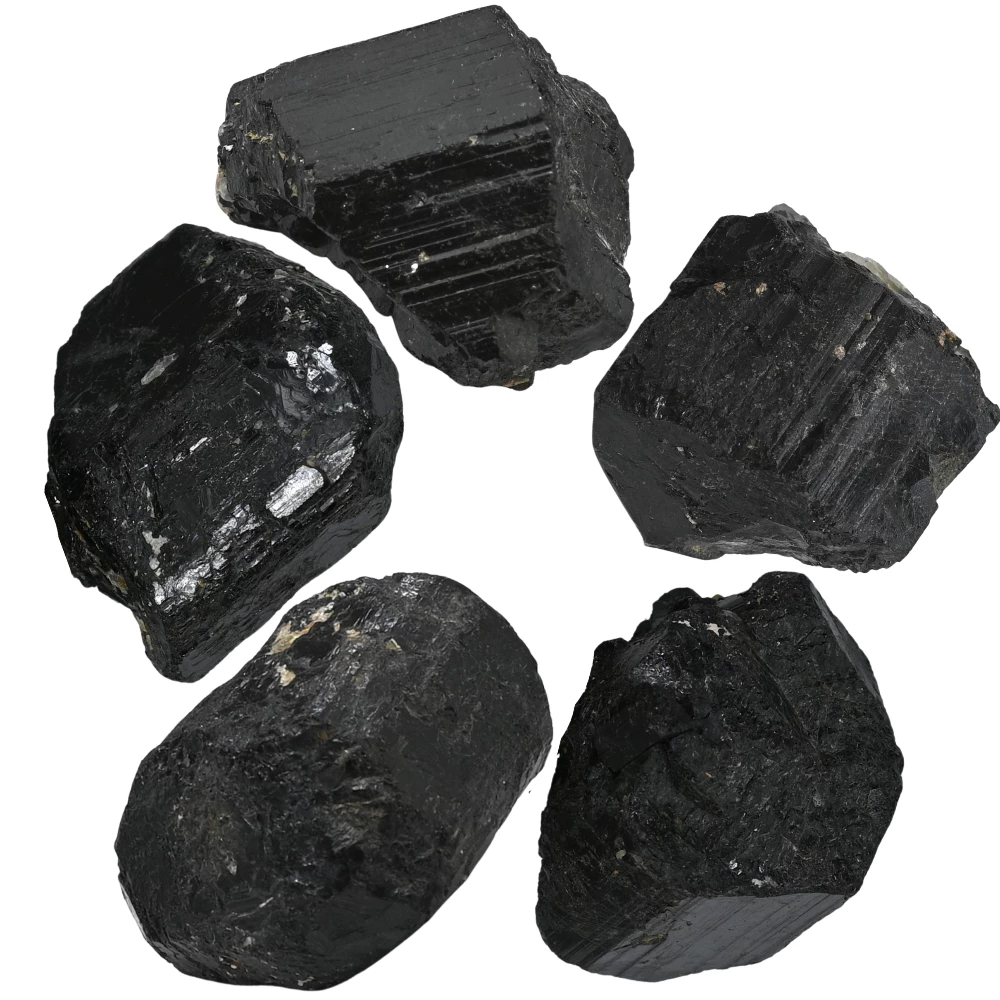 Black Tourmaline Raw Crystals (5 Pieces)