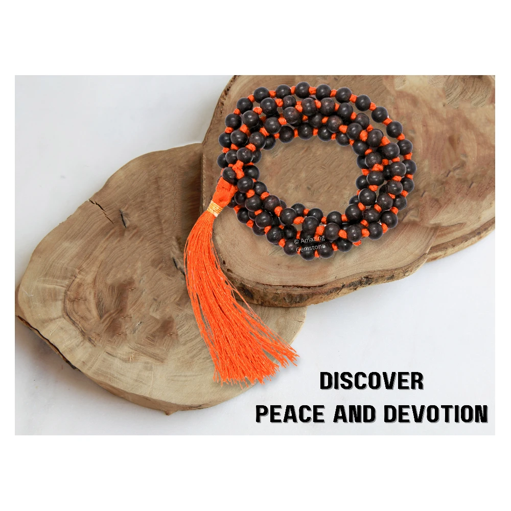 Karungali Mala - 6mm Ebony Wood Beads (Hand Knotted)