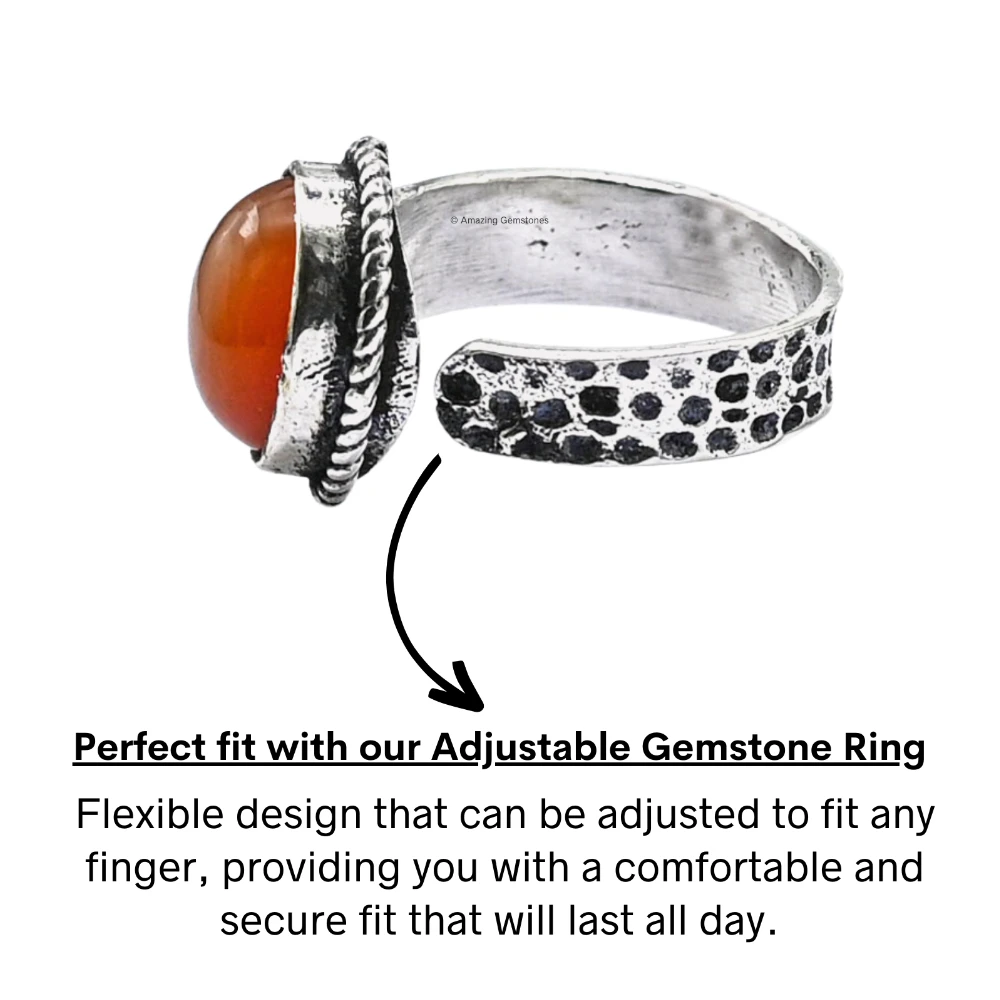 Carnelian Onyx Crystal Ring (Silver)