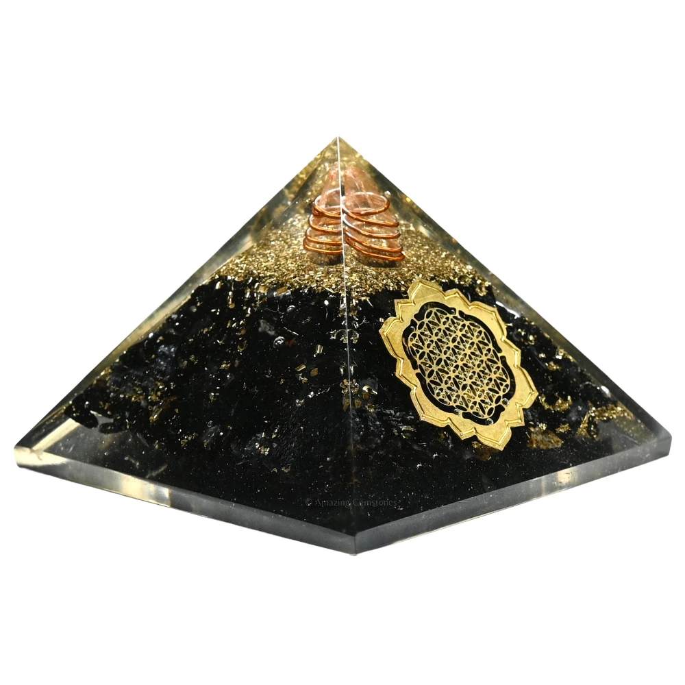 Shungite Orgone Pyramid - Lotus Flower of Life