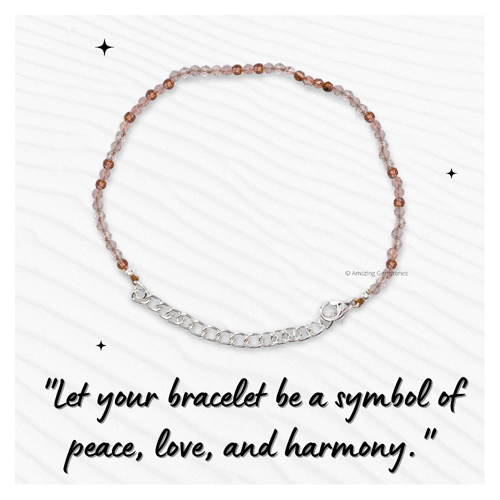 Copper Rutilated Quartz Crystal Bracelet - 2mm Faceted Bead (Silver)