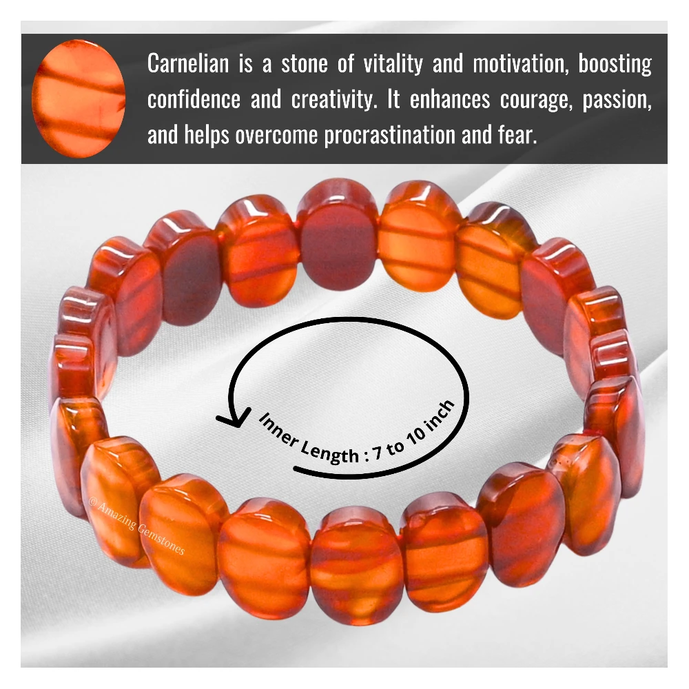 Carnelian Faceted Bracelet - Oval Stone