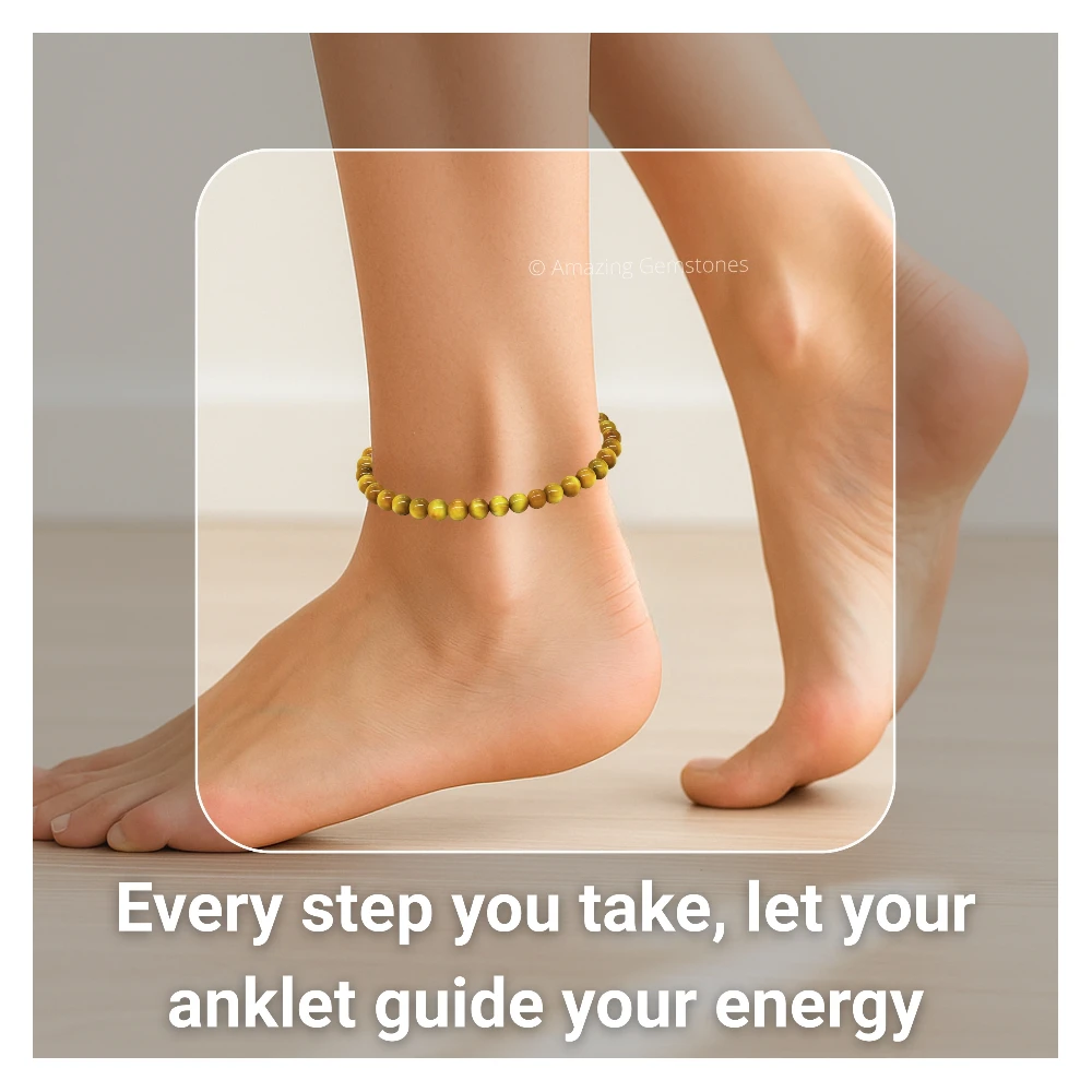 Yellow Cat's Eye Anklet (Without Knot)