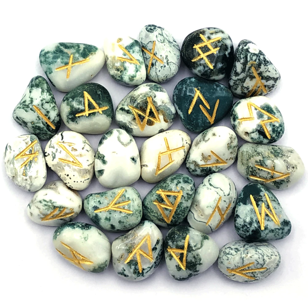 Tree Agate Rune Stones Set