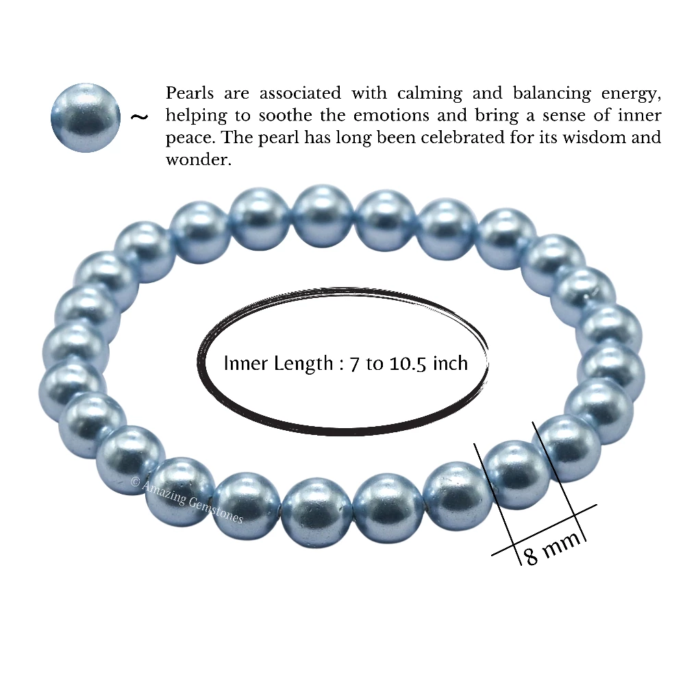 Light Blue Pearl Bracelet (Strechable)