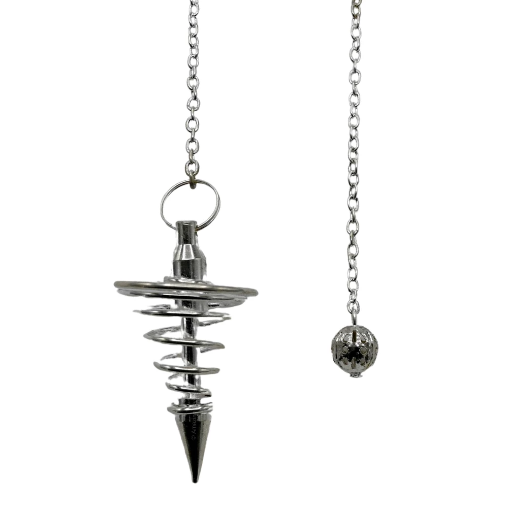 Copper Metal Pendulum - Silver Vortex Spiral Twisted (MP18)
