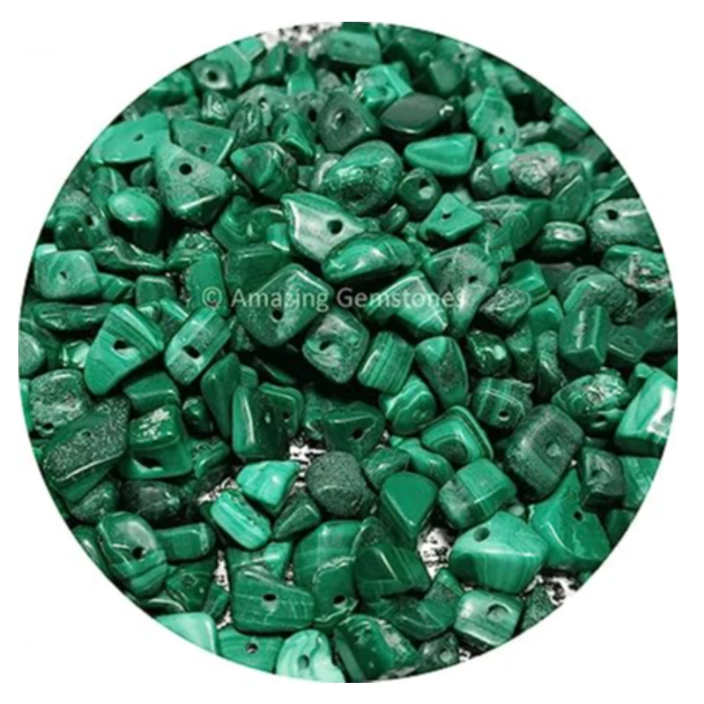 Malachite Chips - Pre Drilled