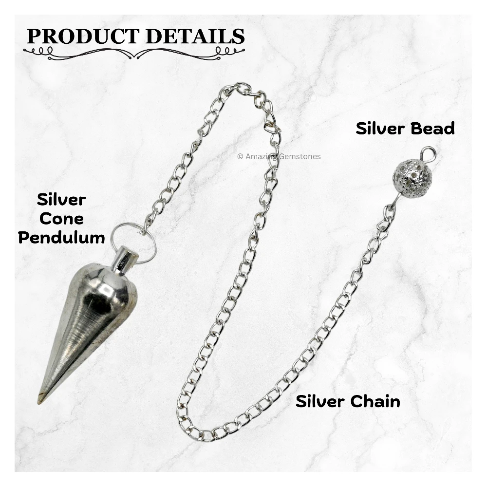 Copper Metal Pendulum - Silver Cone (MP34)