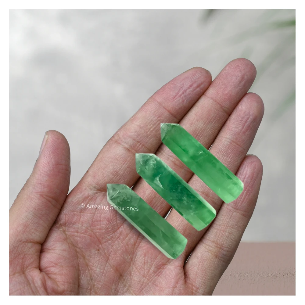 Green Fluorite Pencil Points (Set of 10)