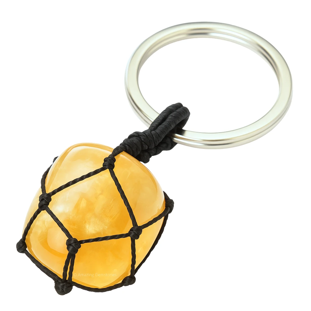 Citrine Keychain Keys Holder (Macrame Tumble)