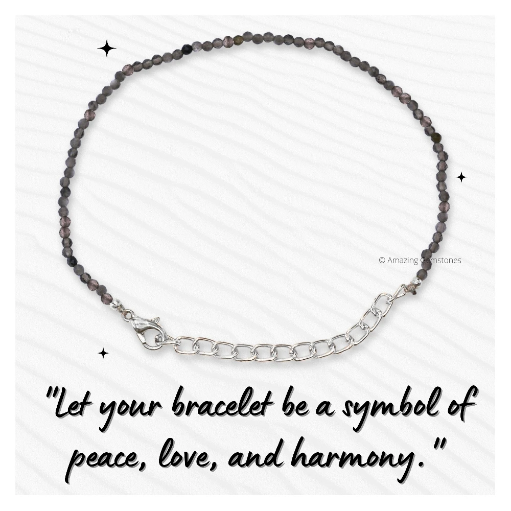 Grey Cats Eye Crystal Bracelet - 2mm Faceted Bead (Silver)