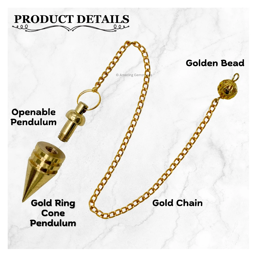 Copper Metal Pendulum - Gold Cone with 2 Rings (MP47)