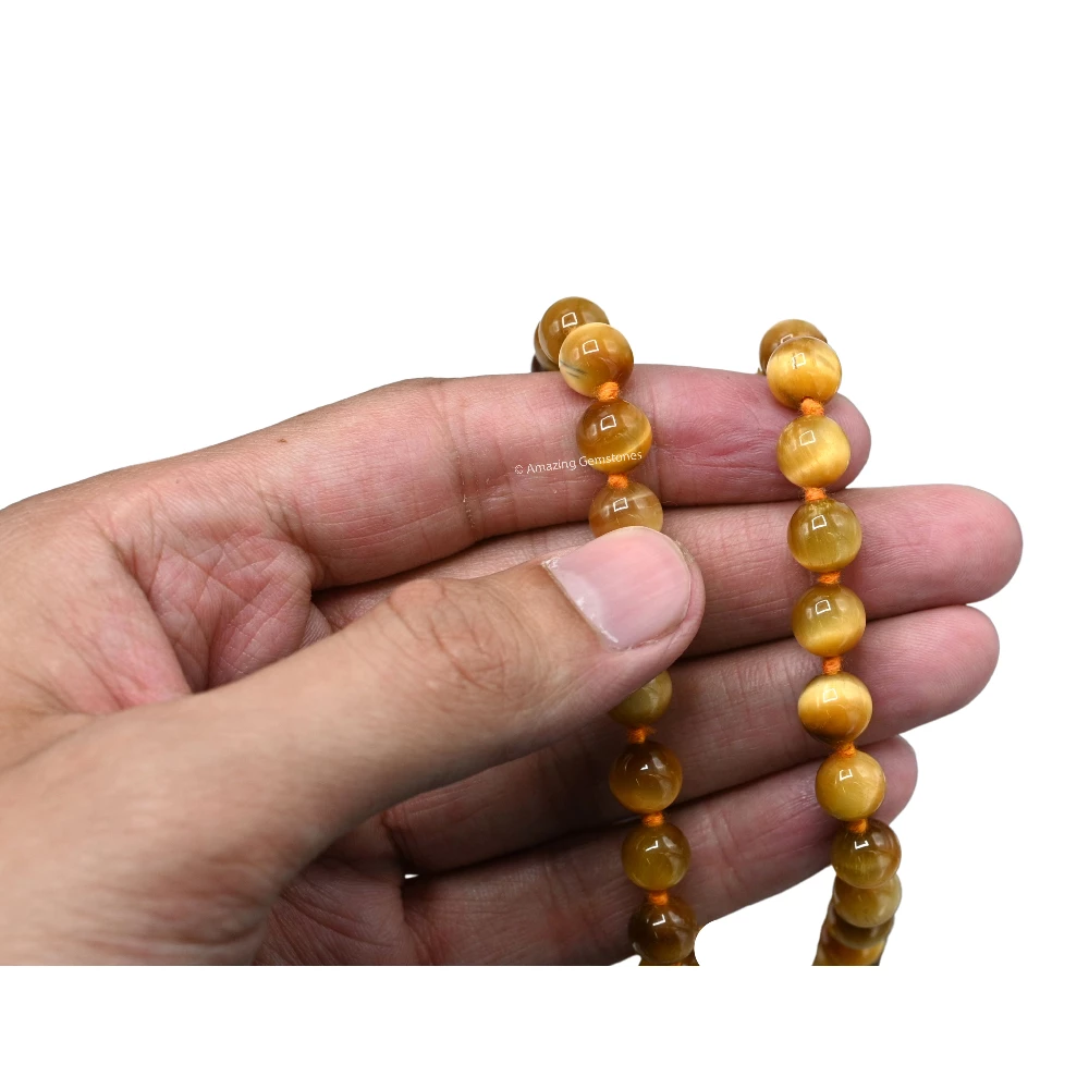 Yellow Cat's Eye Mala (Hand Knotted)
