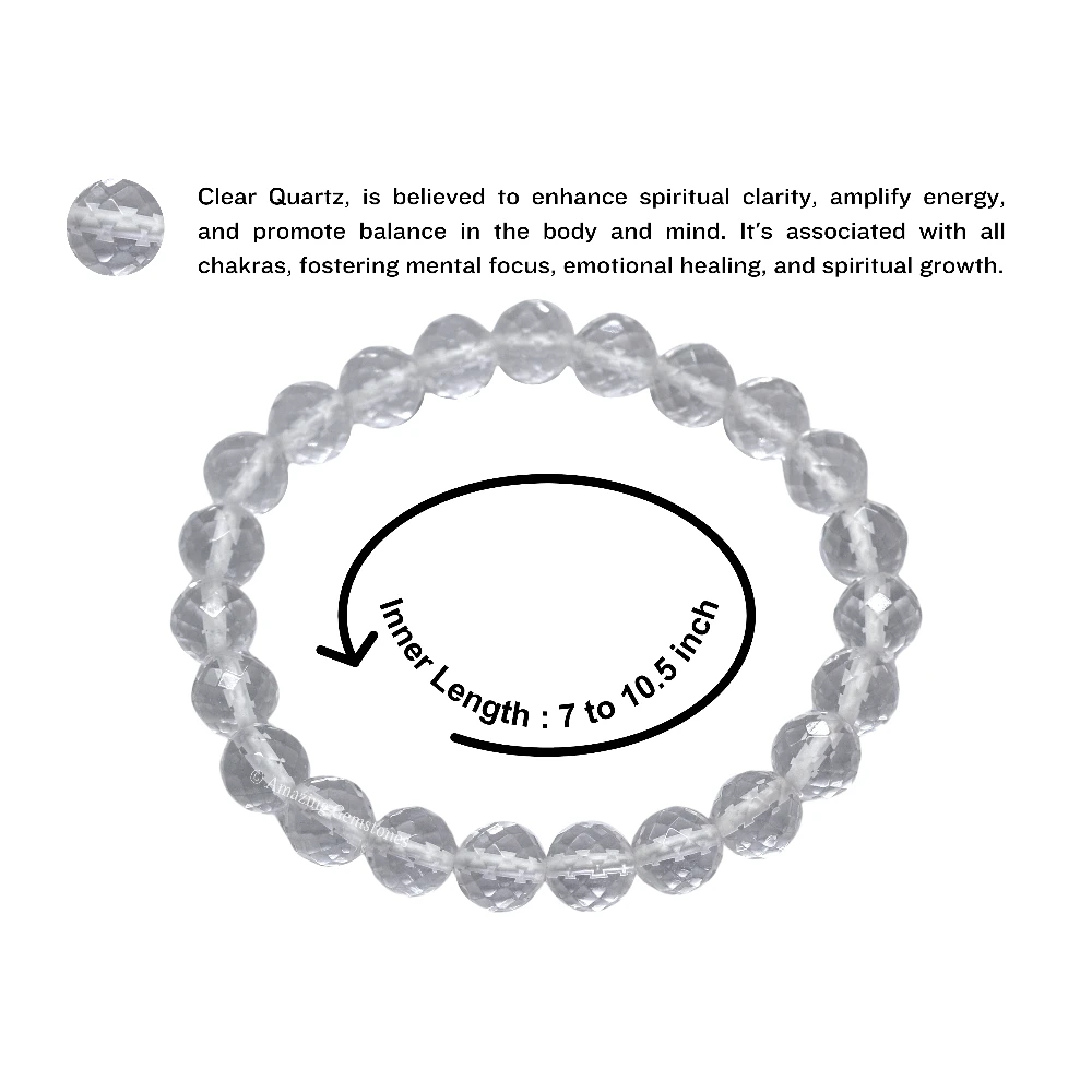 Clear Quartz Bracelet (Faceted) (Stretchable)