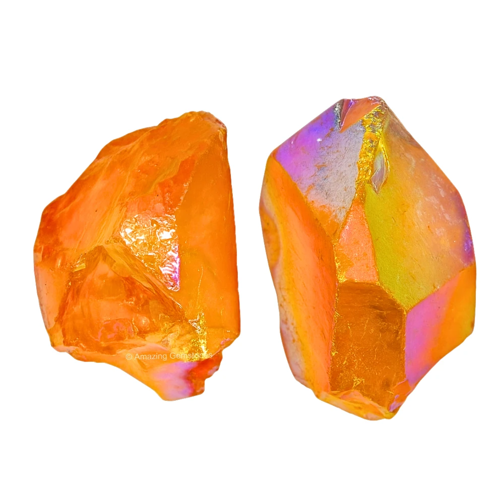 Tangerine Aura Quartz Raw Crystals (5 Pieces)