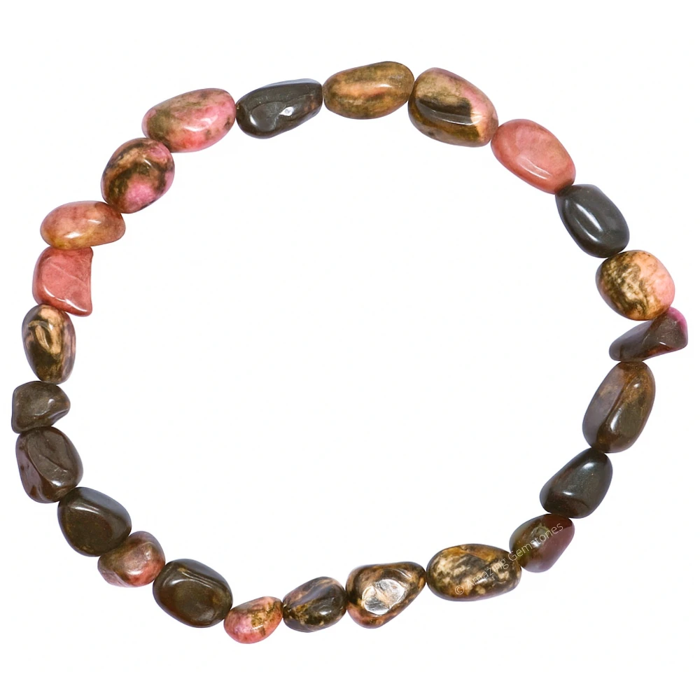 Rhodonite Tumbled Stone Bracelet (Stretchable)