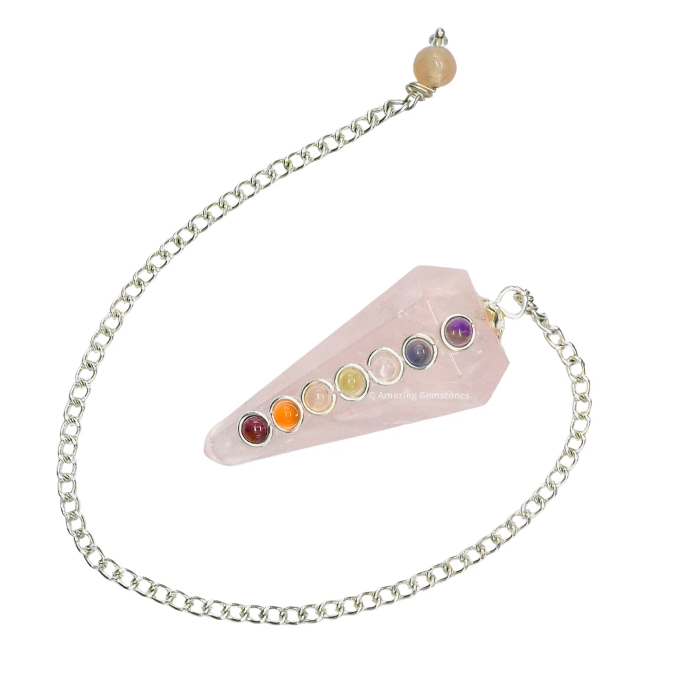 Rose Quartz Chakra Crystal Pendulum