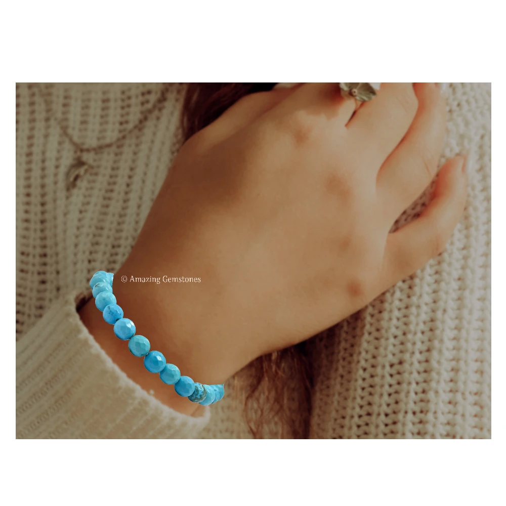 Turquoise Bracelet (Faceted-Stretchable)