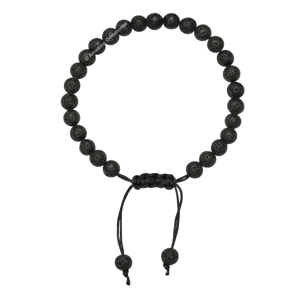 Lava Stone Healing Crystal Bracelets - 6mm Beads (Adjustable)