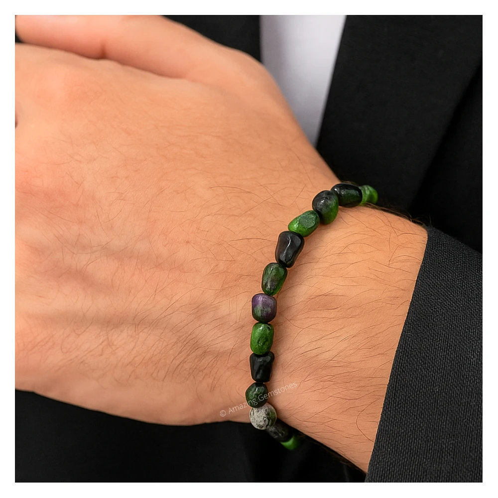 Ruby Zoisite Tumbled Stone Bracelet (Stretchable)