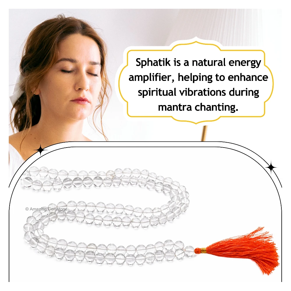 Sphatik Mala - A Grade 8mm Beads (Without Knot)