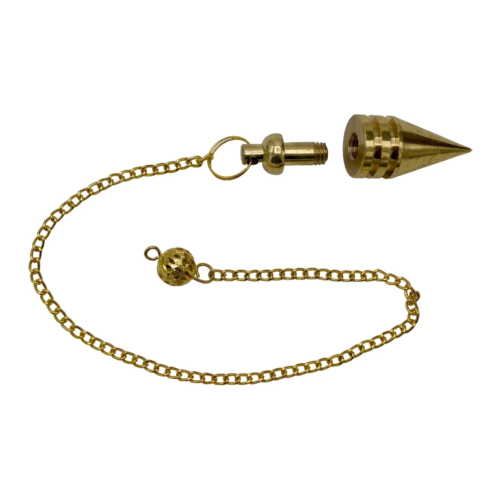 Copper Metal Pendulum - Gold Cone with 2 Rings (MP47)