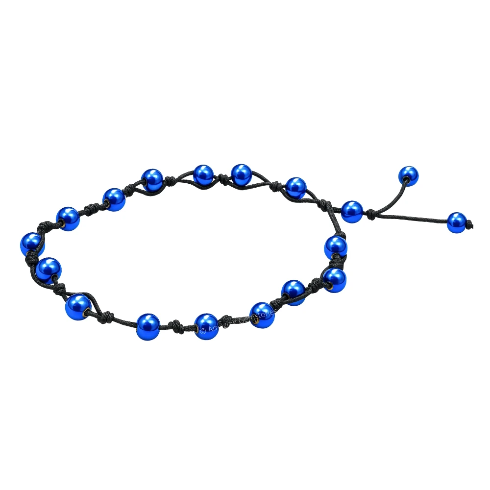 Blue Hematite Anklet (Hand Knotted)